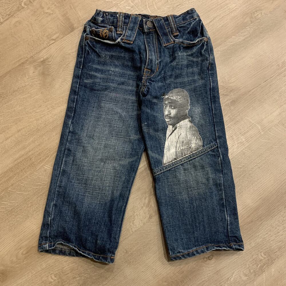 Vintage 90s/Y2K Makaveli Tupac Jeans Denim Pants Toddler Boys 3T Hip Hop